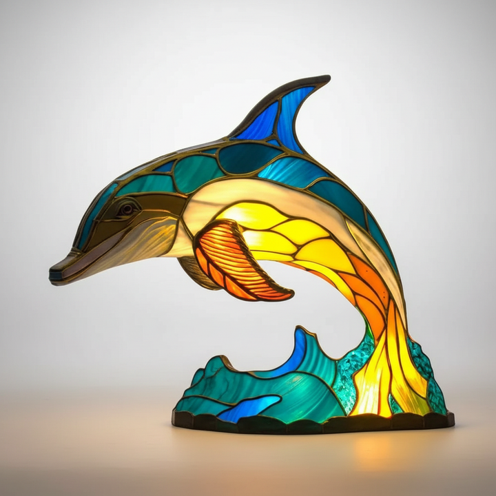Unique artistic animal lamp, stained glass design offering ambient light and decorative charm.