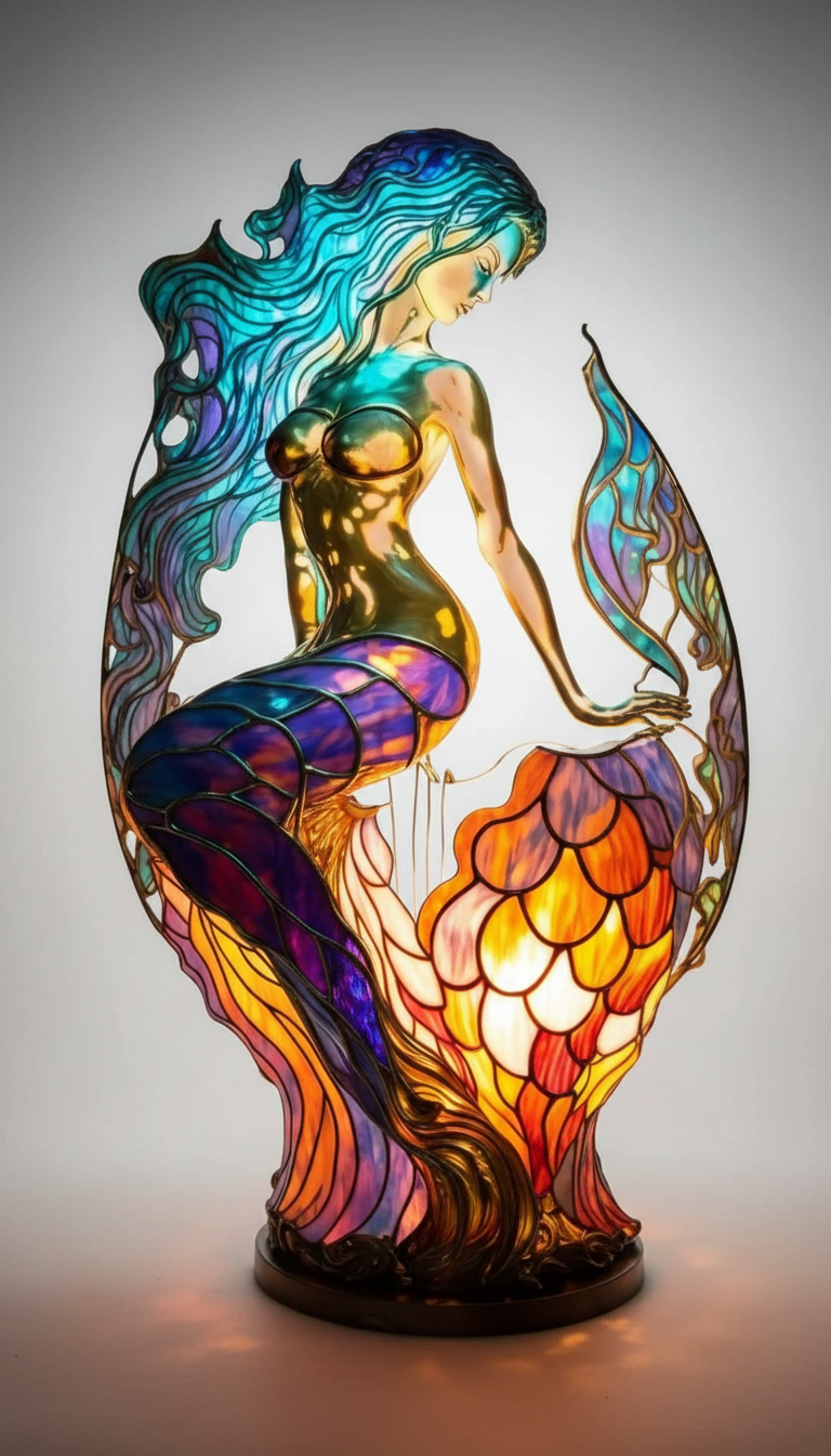 Decorative stained glass animal table lamp, an artistic accent for unique ambient home lighting.