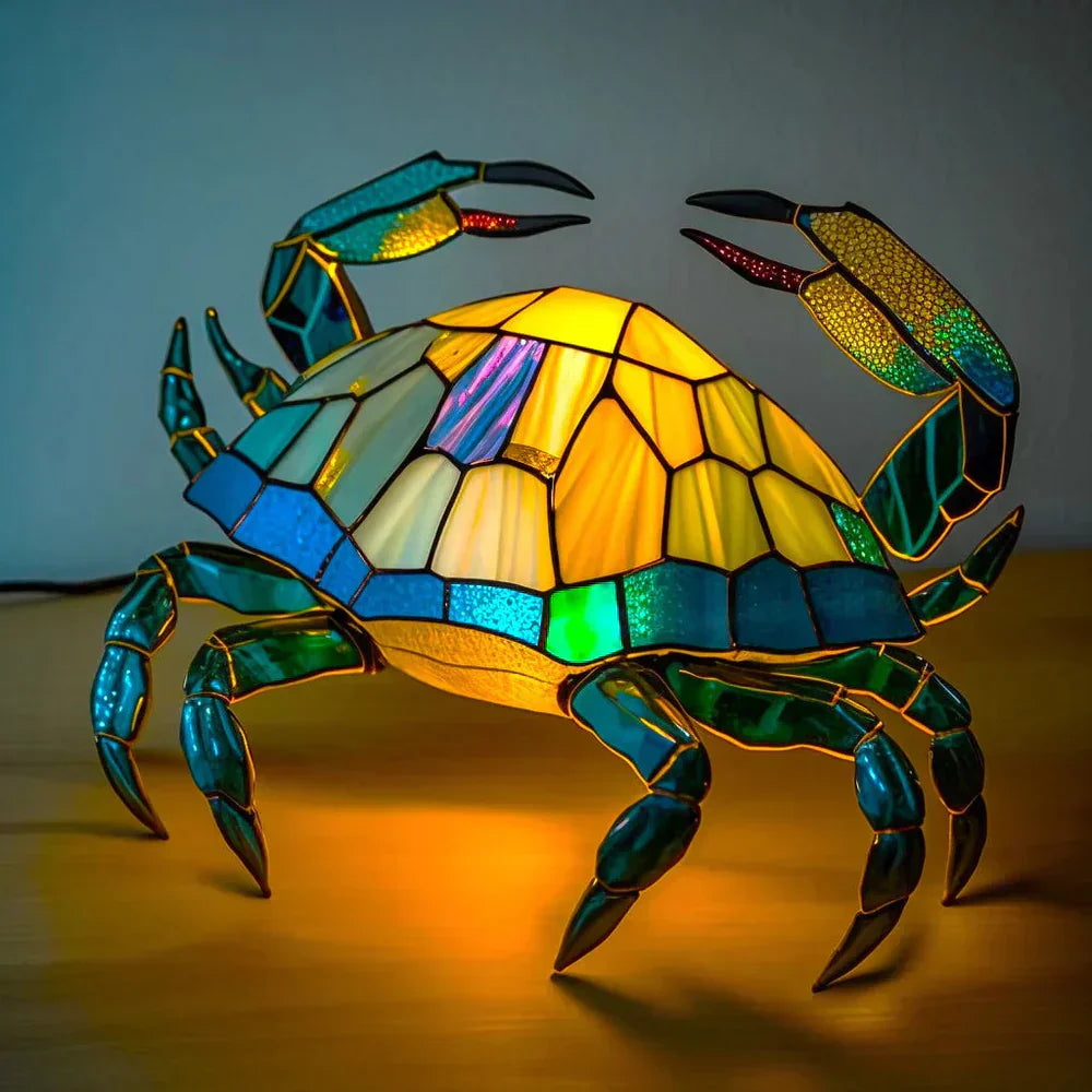 Living room animal lamp, artistic stained glass design, decorative ambient lighting for home.