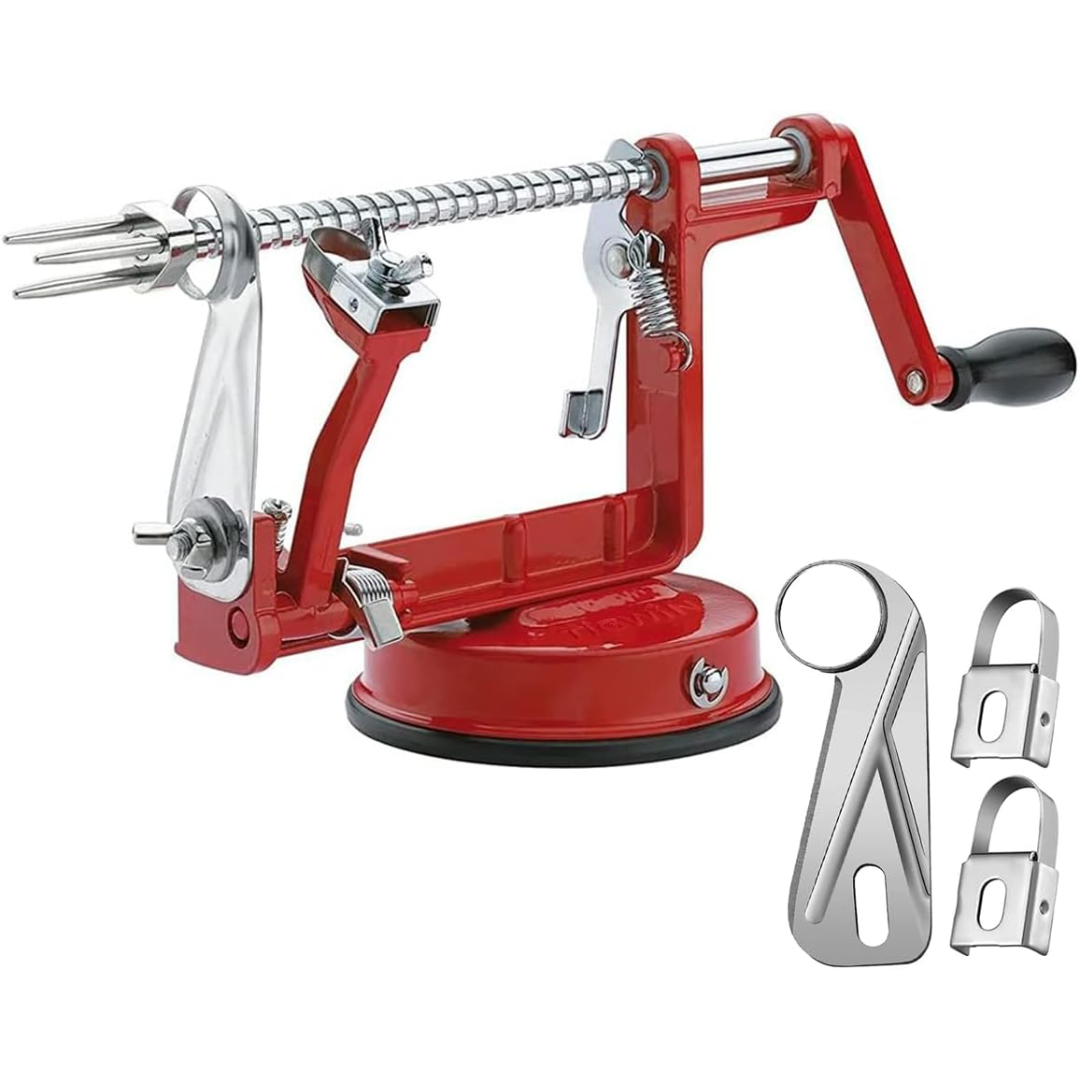 Streamline food prep with this automatic apple peeler, corer, and slicer featuring a suction base.
