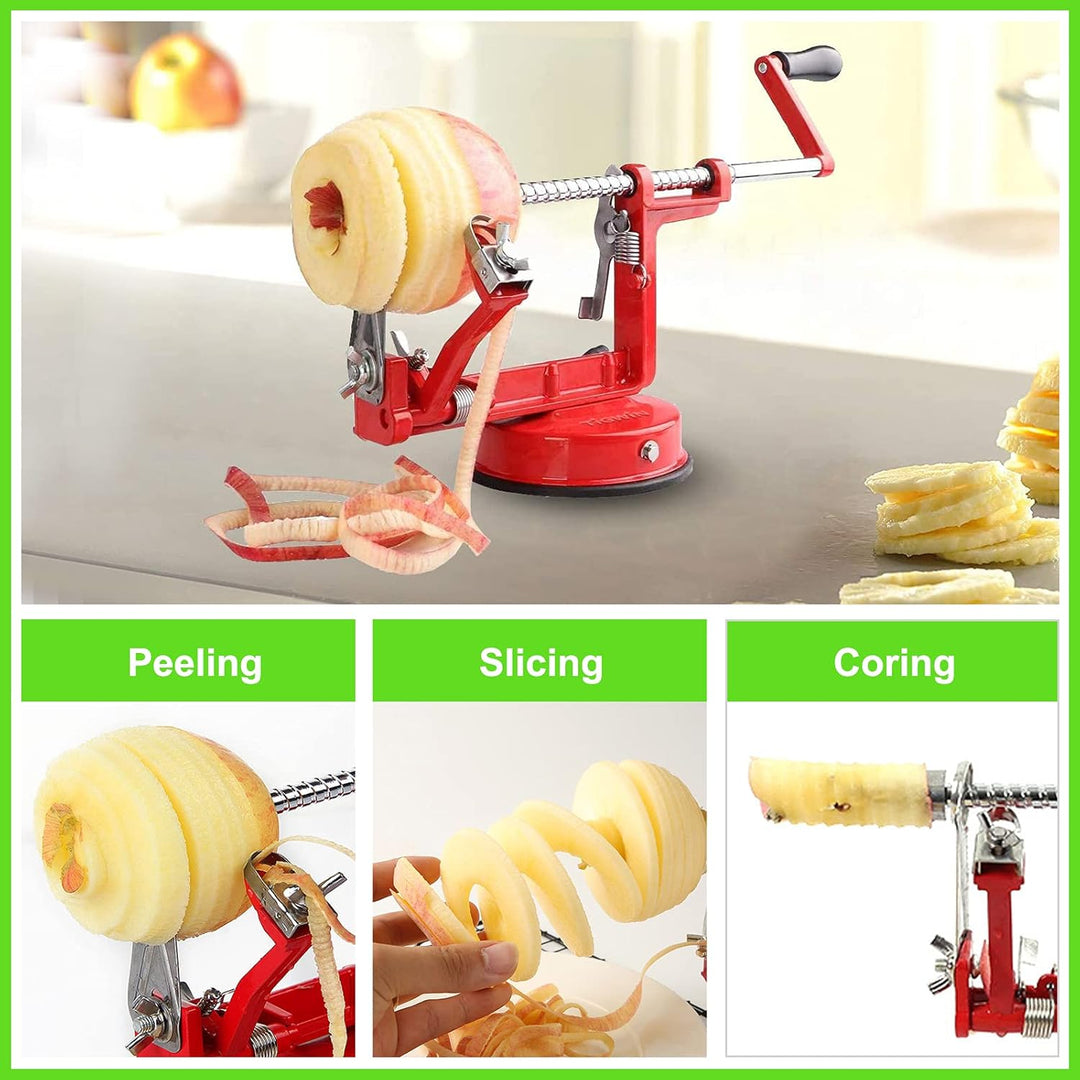 Fast automatic apple peeler, corer, slicer, a must-have kitchen gadget for efficient fruit preparation.