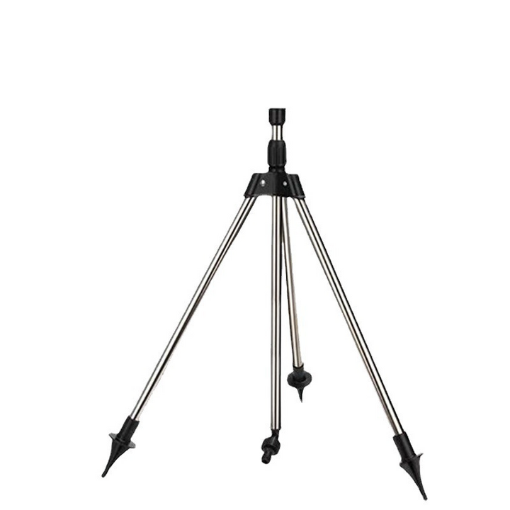 Automatic rotating garden sprinkler with adjustable tripod for customizable height, perfect for even water distribution.