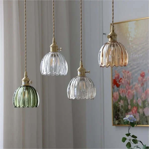 Retro Glass Flower Pendant Light