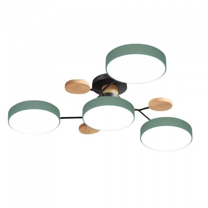 Modern Multi-Arm LED Ceiling Light with Wood Accents
