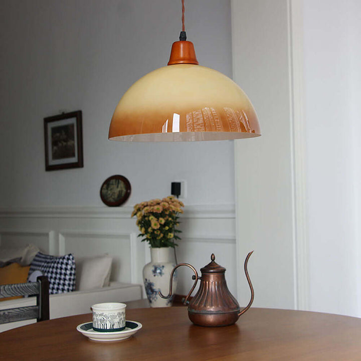 Retro Amber Glass Pendant Light 30cm
