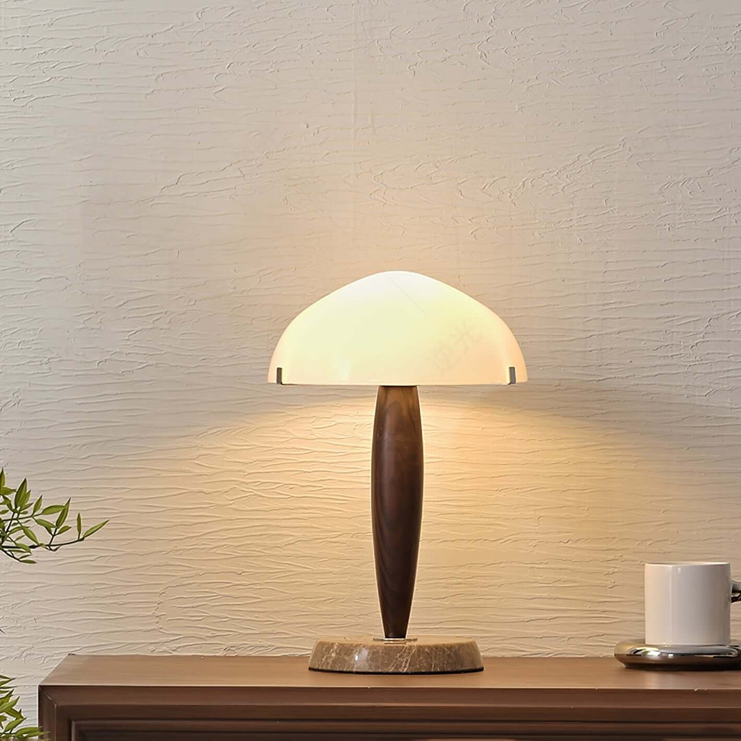 Elegant Glass & Wood Table Lamp