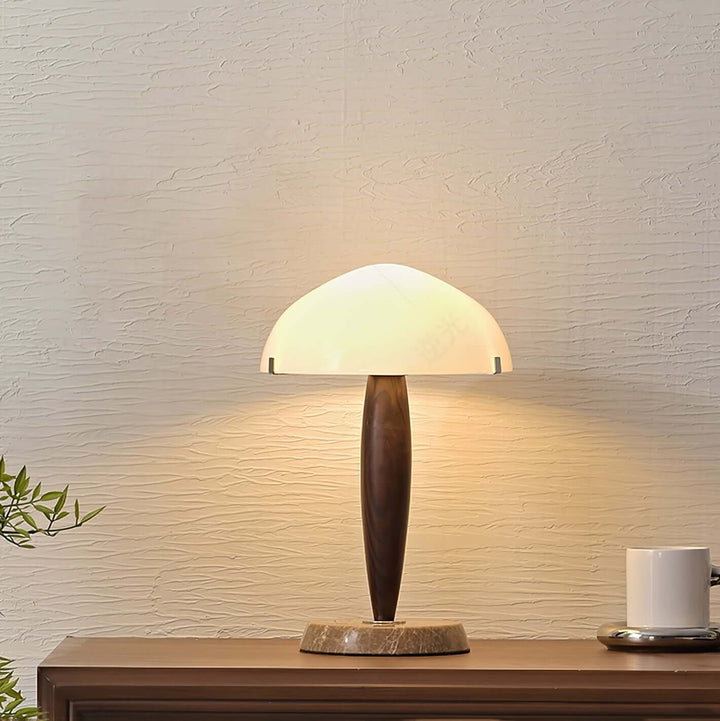 Elegant Glass & Wood Table Lamp