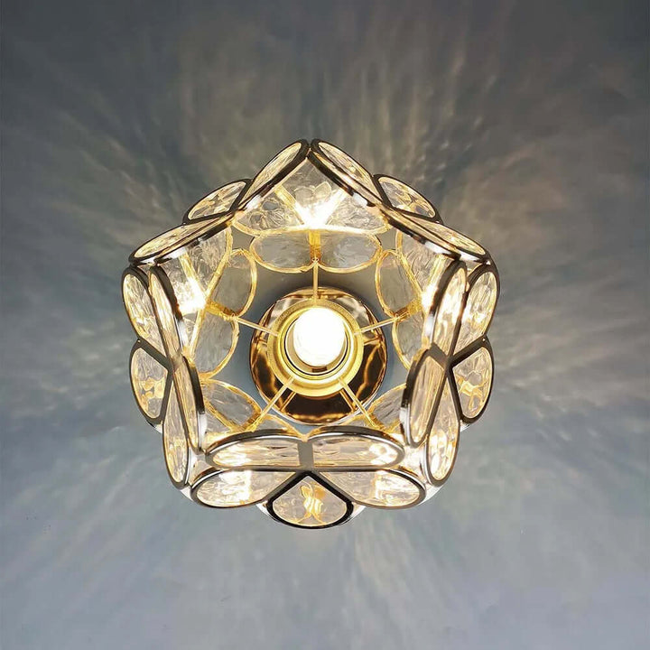 Floral Glass Ceiling Light Fixture for Hallway