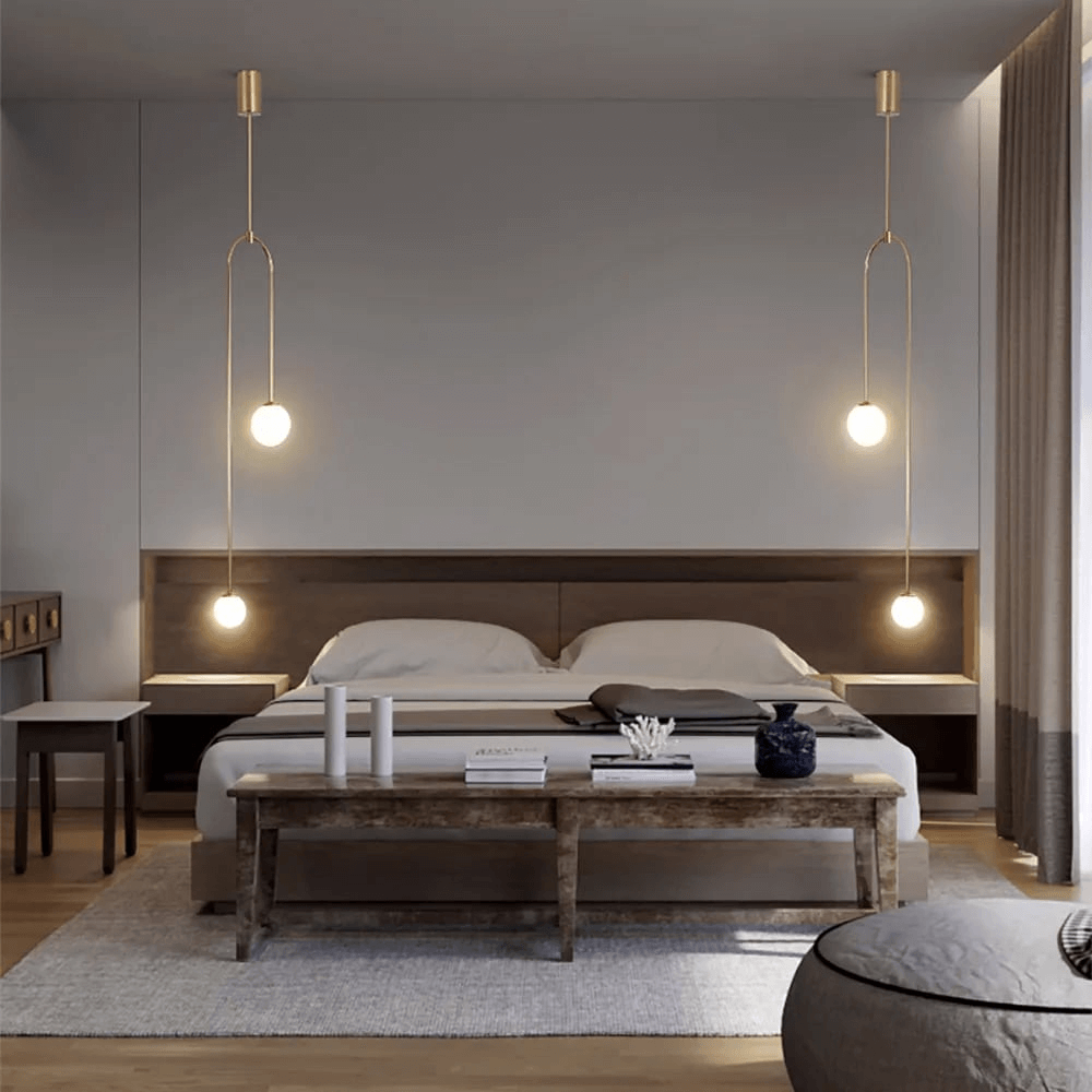 Modern U-Shaped 2-Light Glass Globe Pendant