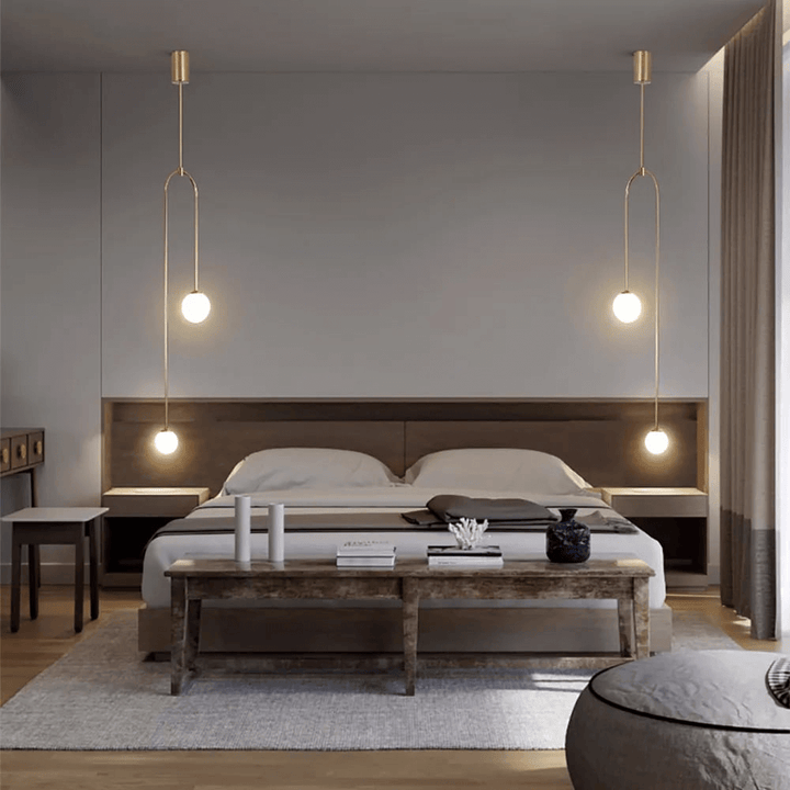 Modern U-Shaped 2-Light Glass Globe Pendant