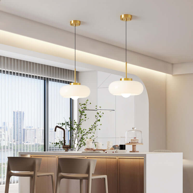 Copper & Glass Chandelier, Modern Pendant Light Fixture