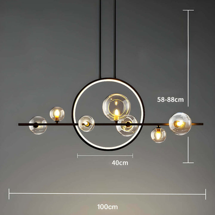 Modern Glass Ball Chandelier, Brushed Nickel Finish