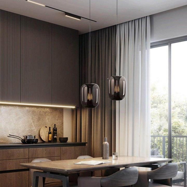 Modern Glass Pendant Light Fixture, 16cm, Integrated LED