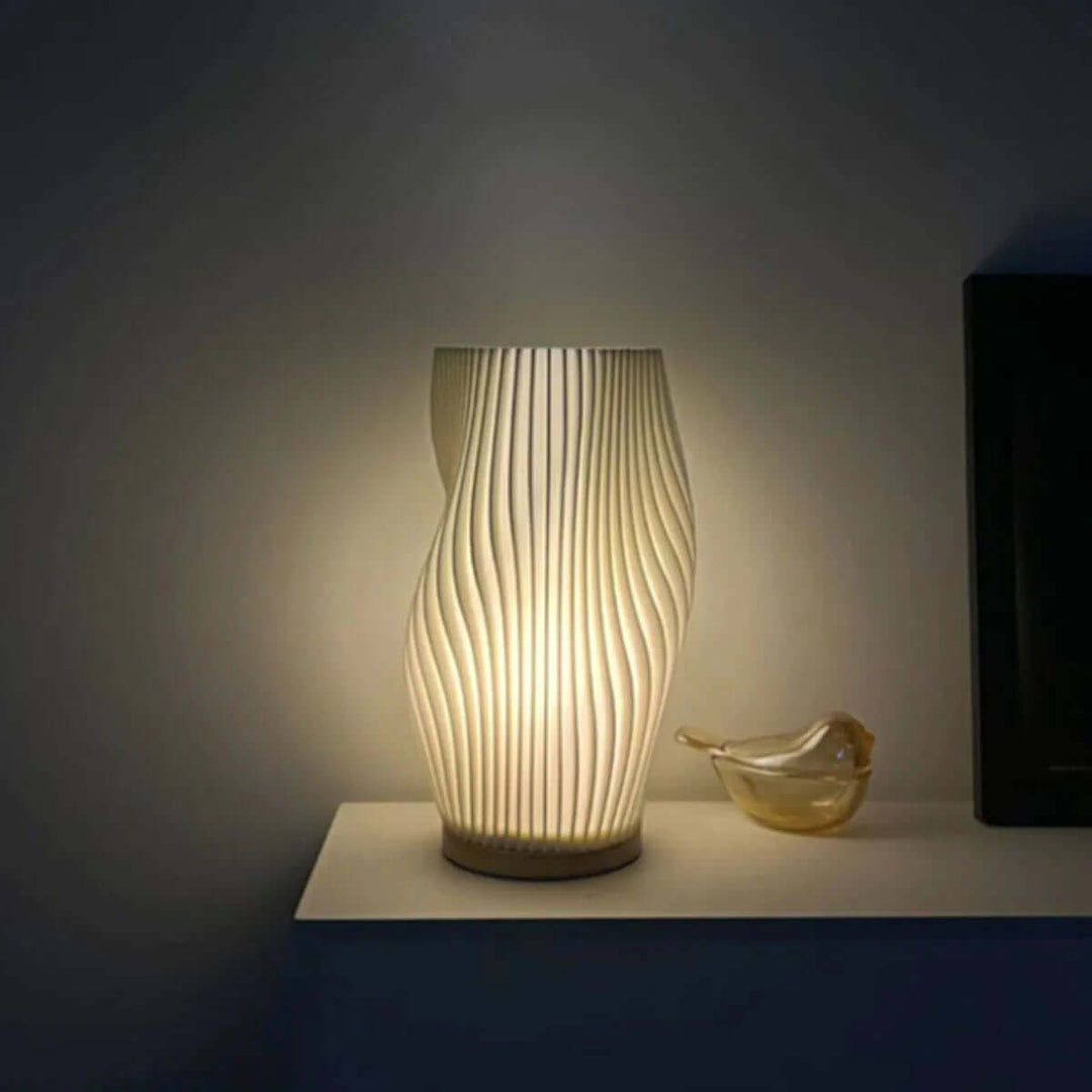 Modern Dimmable USB Desk Lamp with Wave Shade