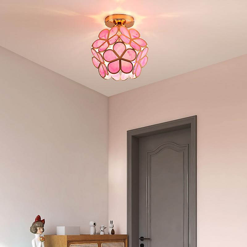 Floral Glass Ceiling Light Fixture for Hallway