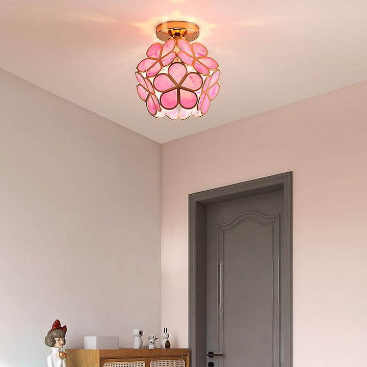 Floral Glass Ceiling Light Fixture for Hallway