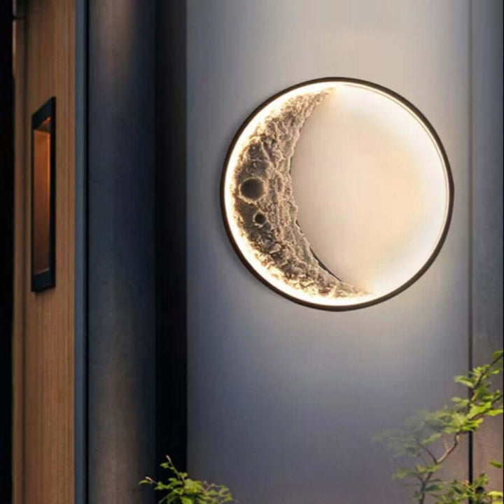 Modern Outdoor LED Moon Wall Light