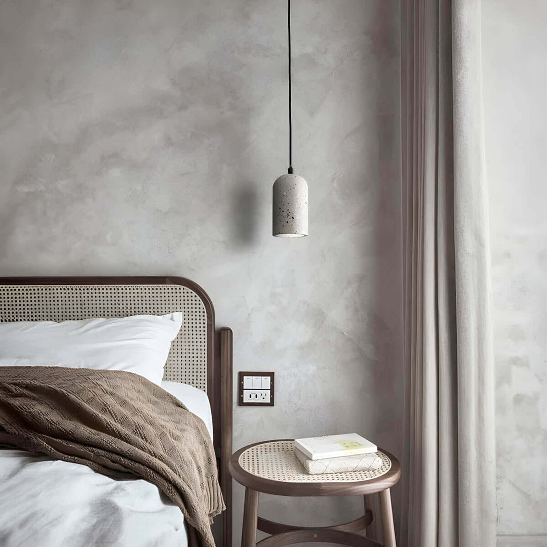 Modern Concrete Pendant Light - 9.6cm Dia x 18.5cm H