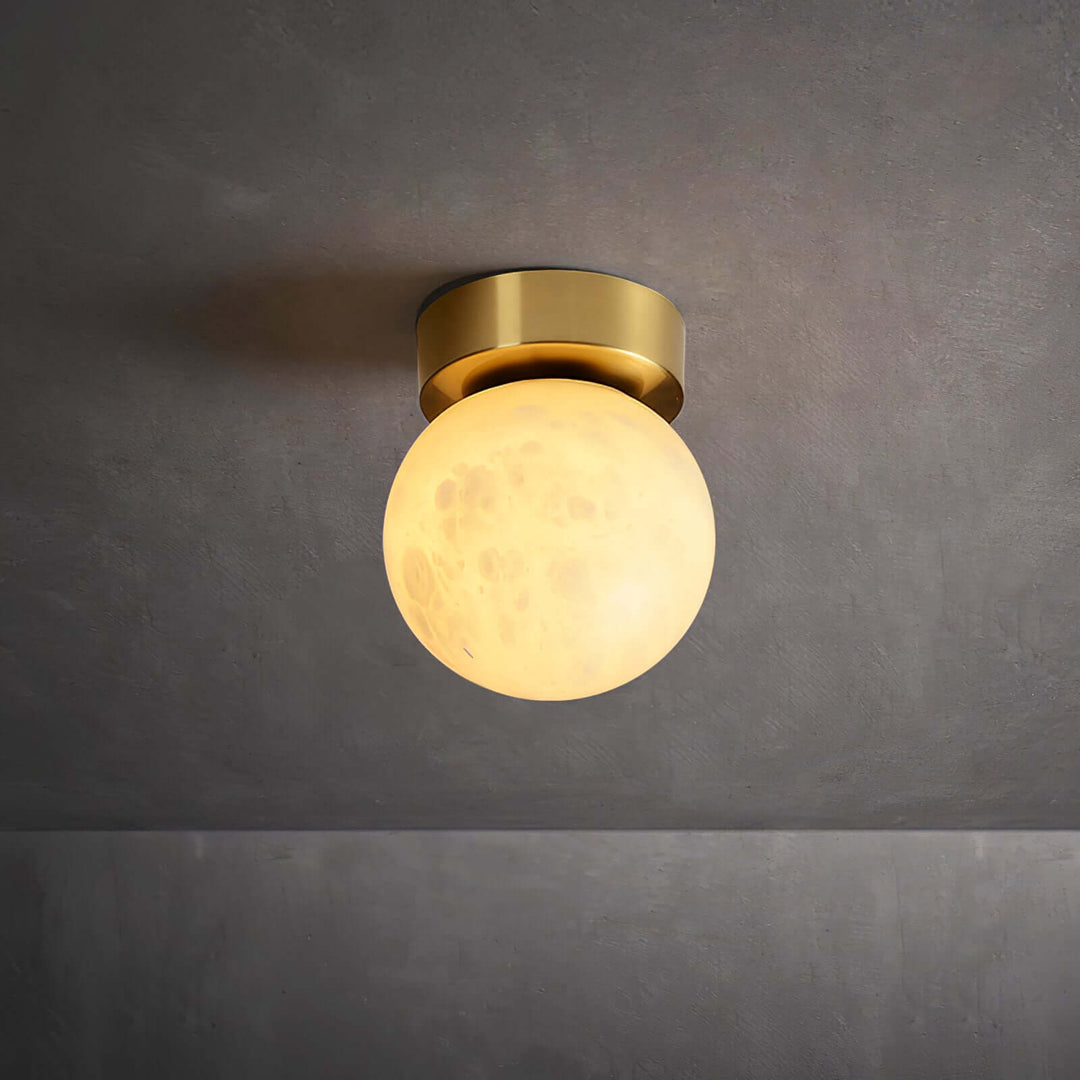 Alabaster Globe Ceiling Light with Brass Detailing