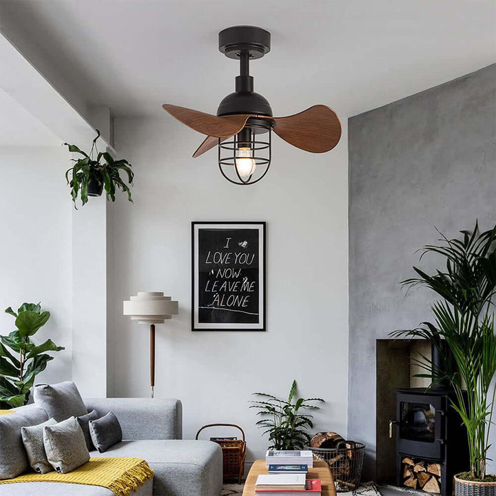 Dark Walnut Ceiling Fan with Light 22inch