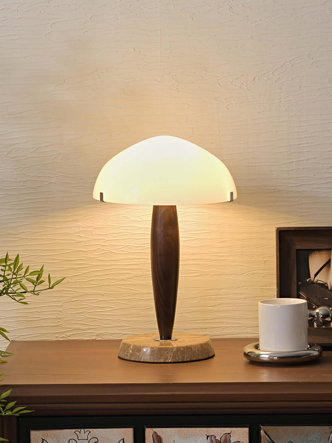 Elegant Glass & Wood Table Lamp