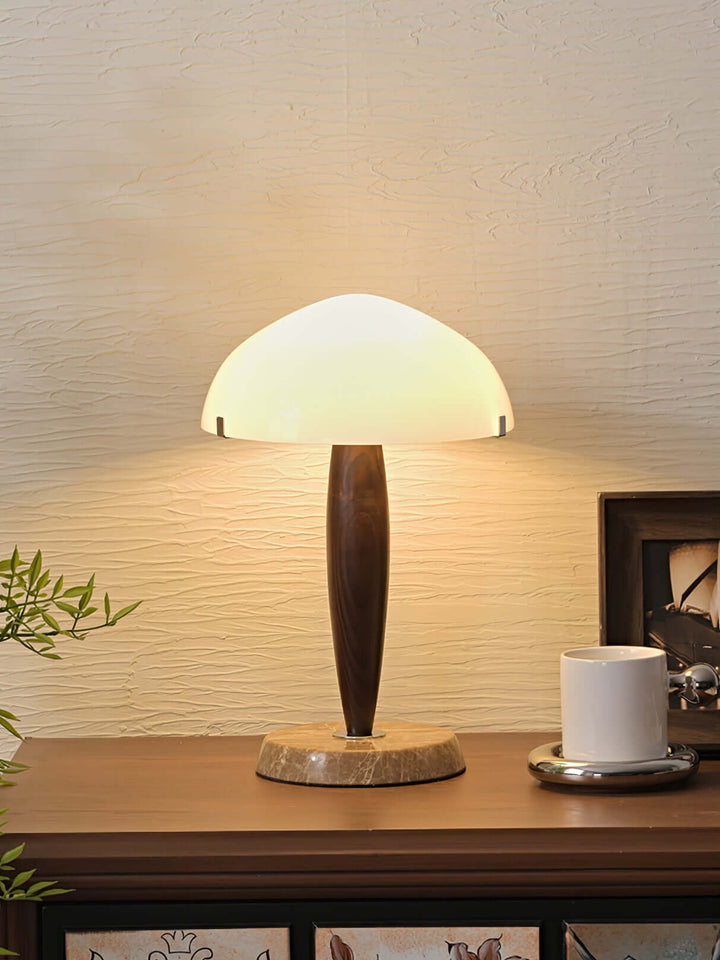 Elegant Glass & Wood Table Lamp