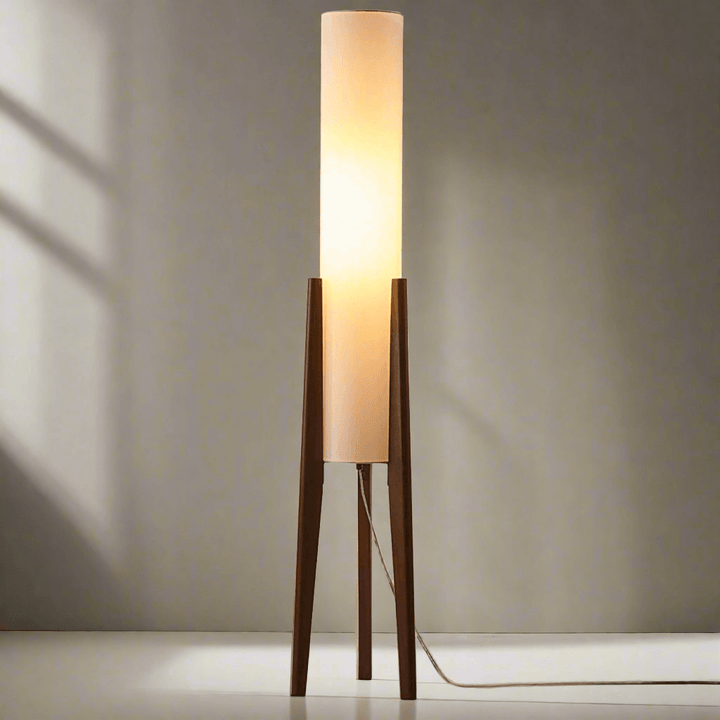 Solid Wood Floor Lamp with Fabric Shade