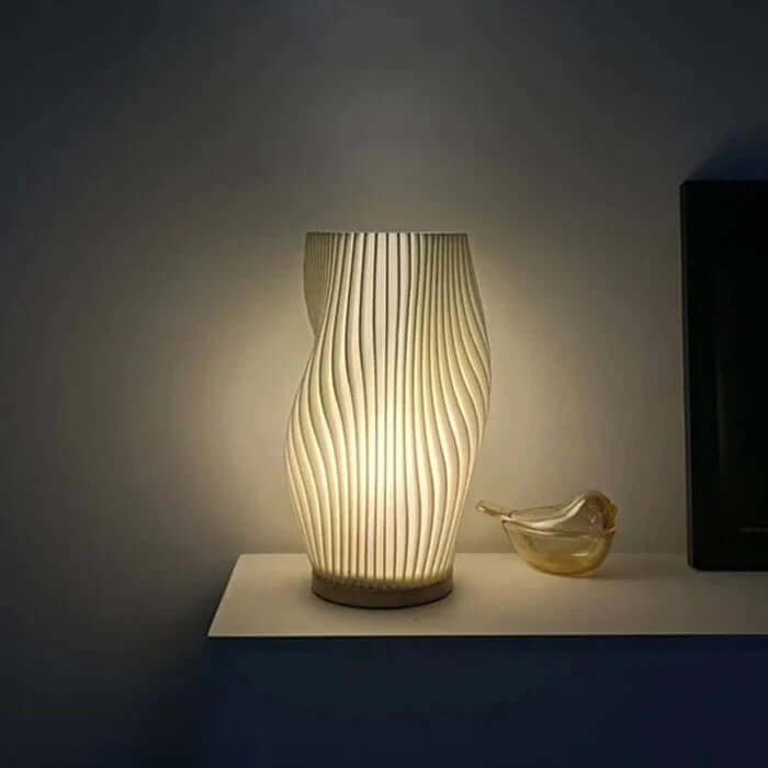 Modern Dimmable USB Desk Lamp with Wave Shade