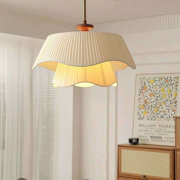 Modern Pendant Lamp with Metal, Glass & Wood