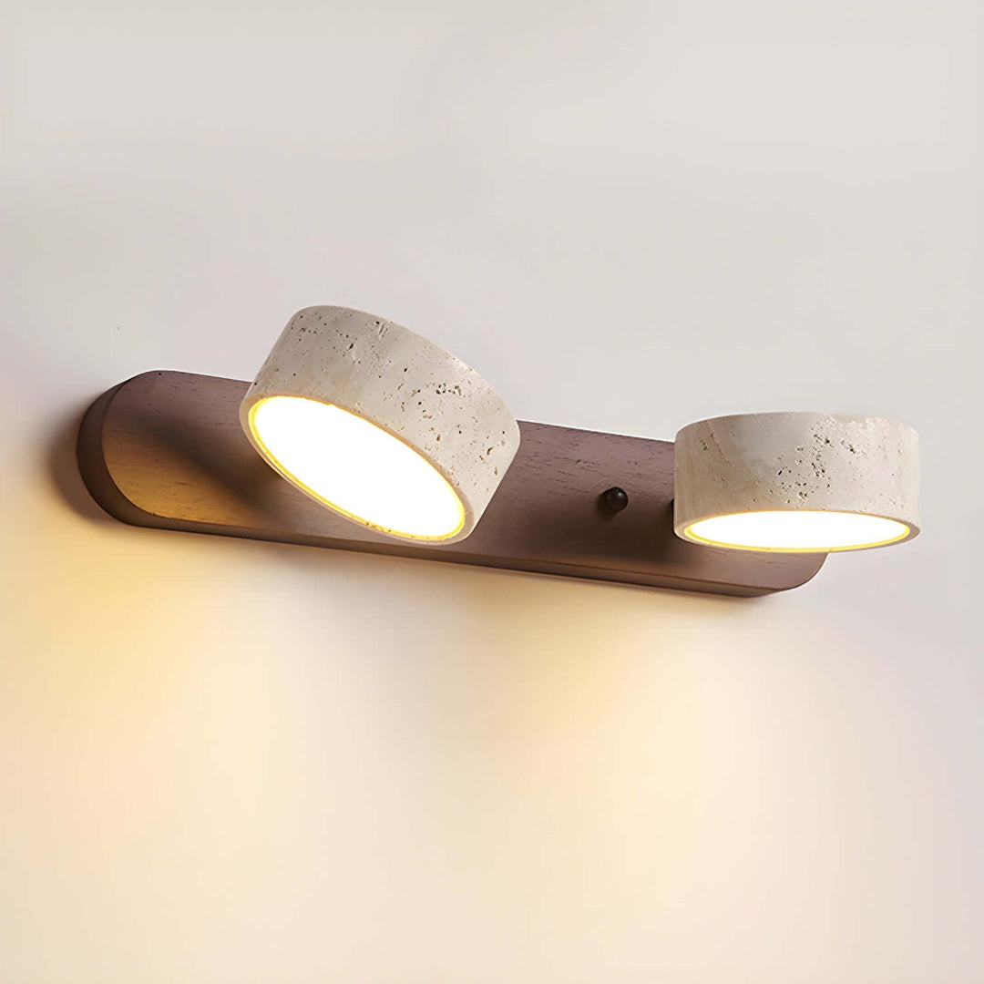 Natural Stone & Wood Wall Light Fixture