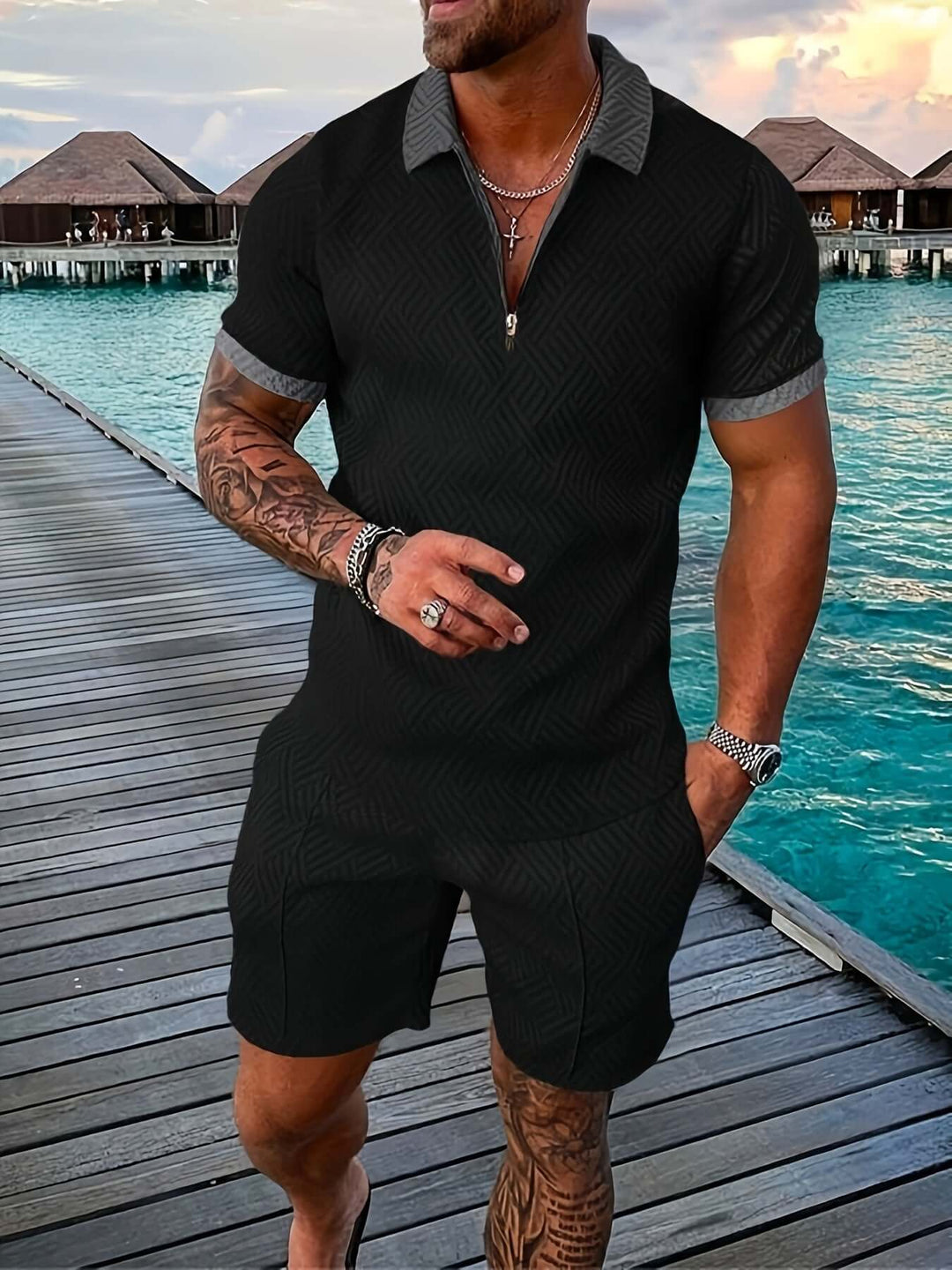 Men's Geometric Print Summer Set