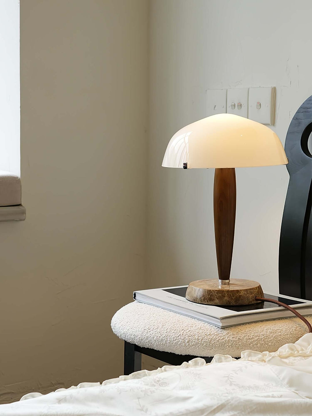 Elegant Glass & Wood Table Lamp