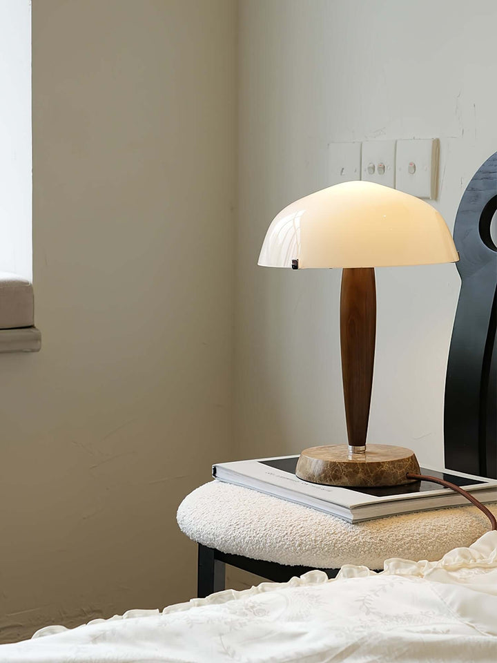Elegant Glass & Wood Table Lamp