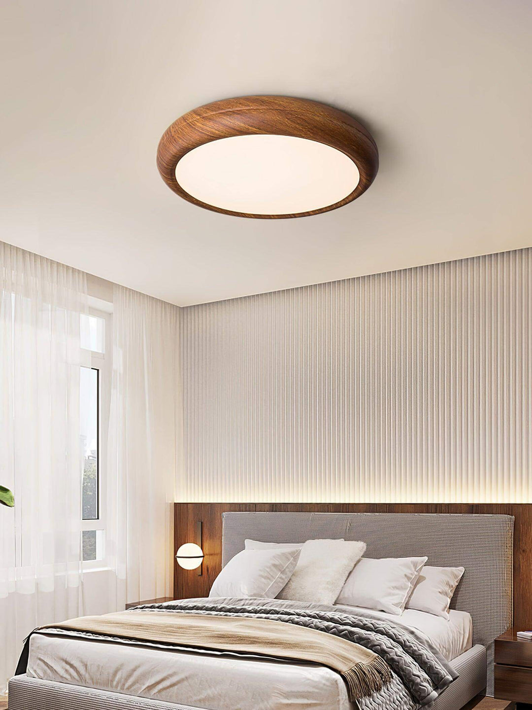 Modern Wood Grain LED Ceiling Light Fixture