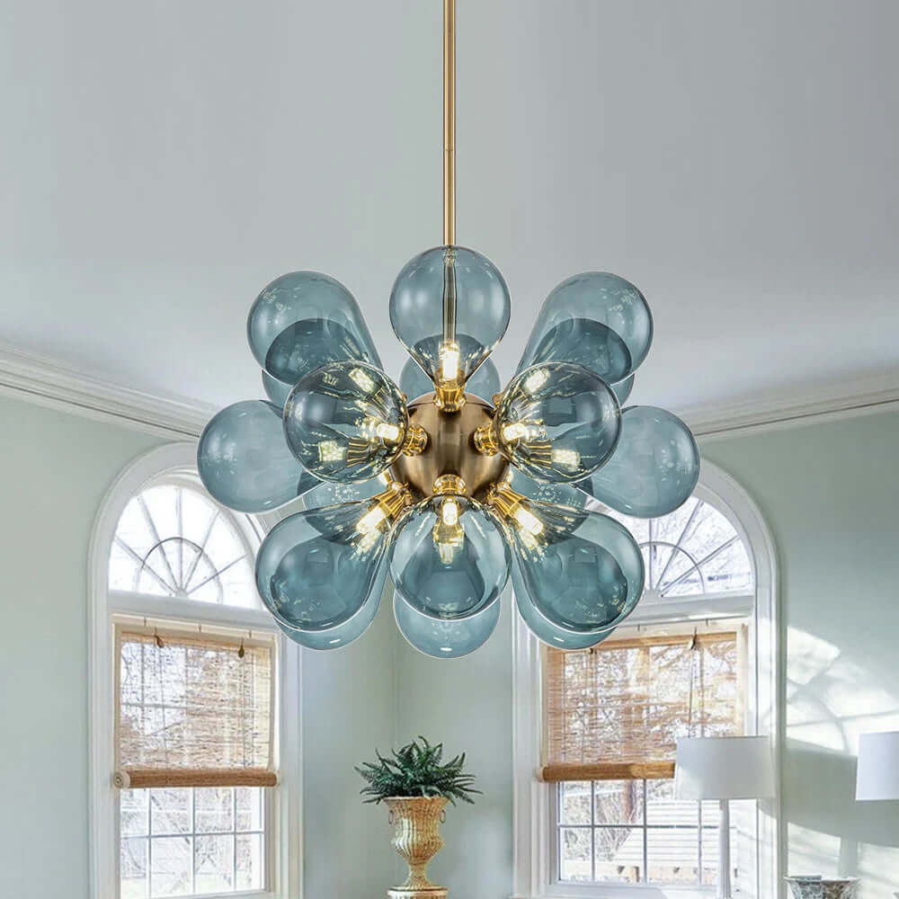Blue Glass Bubble Chandelier 65cm