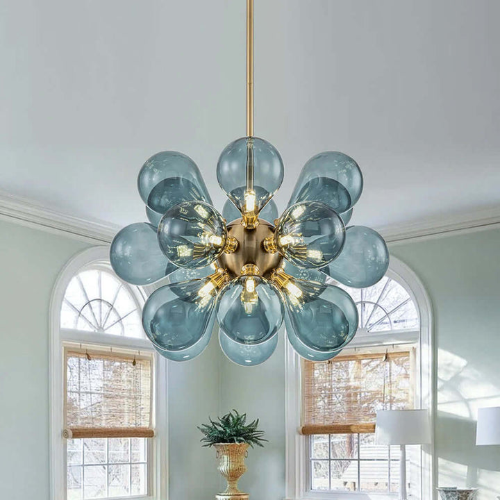 Blue Glass Bubble Chandelier 65cm