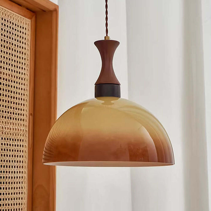 Retro Amber Glass Pendant Light 30cm