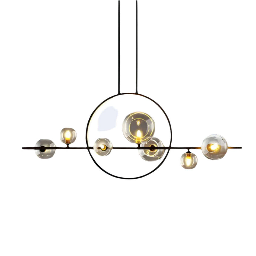 Modern Glass Ball Chandelier, Brushed Nickel Finish