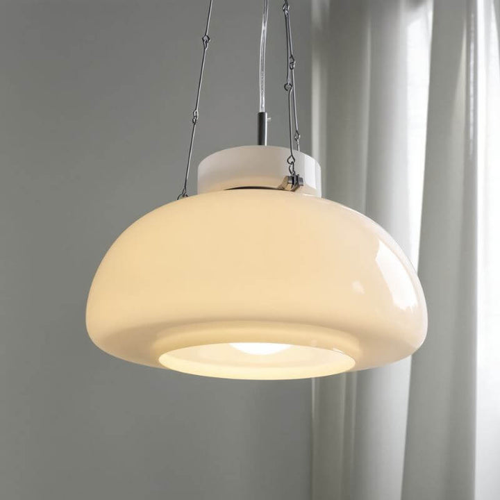 Milky Glass Pendant Light 40cm - Modern Hanging Ceiling Lamp