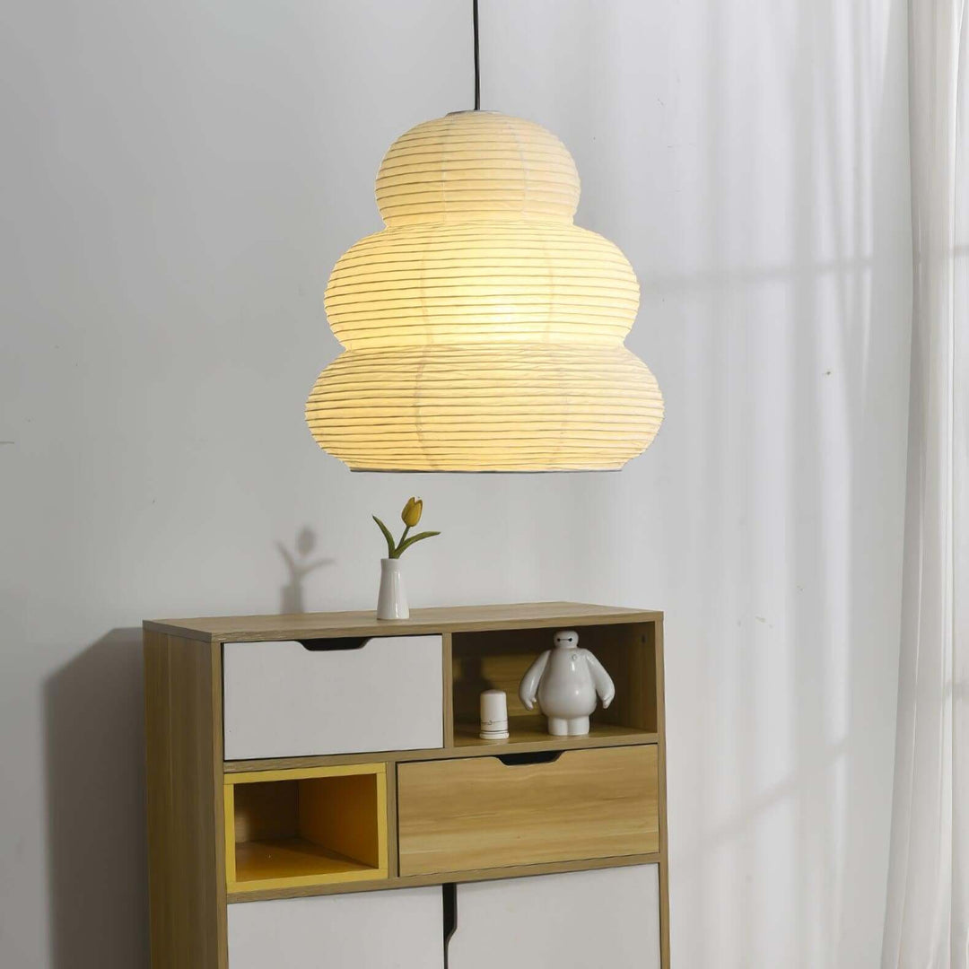 Round Pendant Light Fixture, 40cm Natural Paper Shade