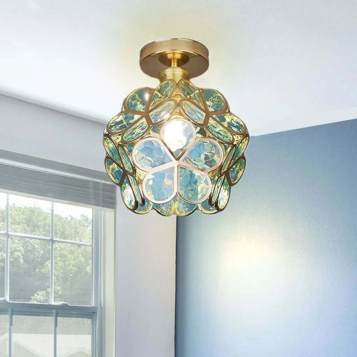 Floral Glass Ceiling Light Fixture for Hallway