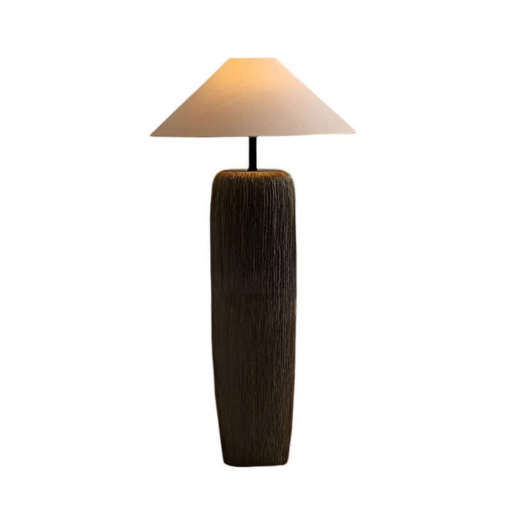 Rustic Wood Floor Lamp with Metal Accents