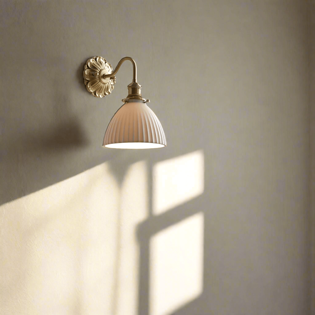 Ceramic & Brass Wall Sconce Light Fixture