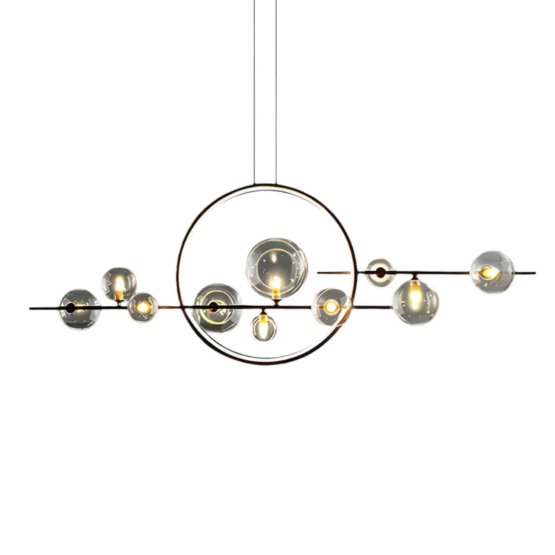 Modern Glass Ball Chandelier, Brushed Nickel Finish