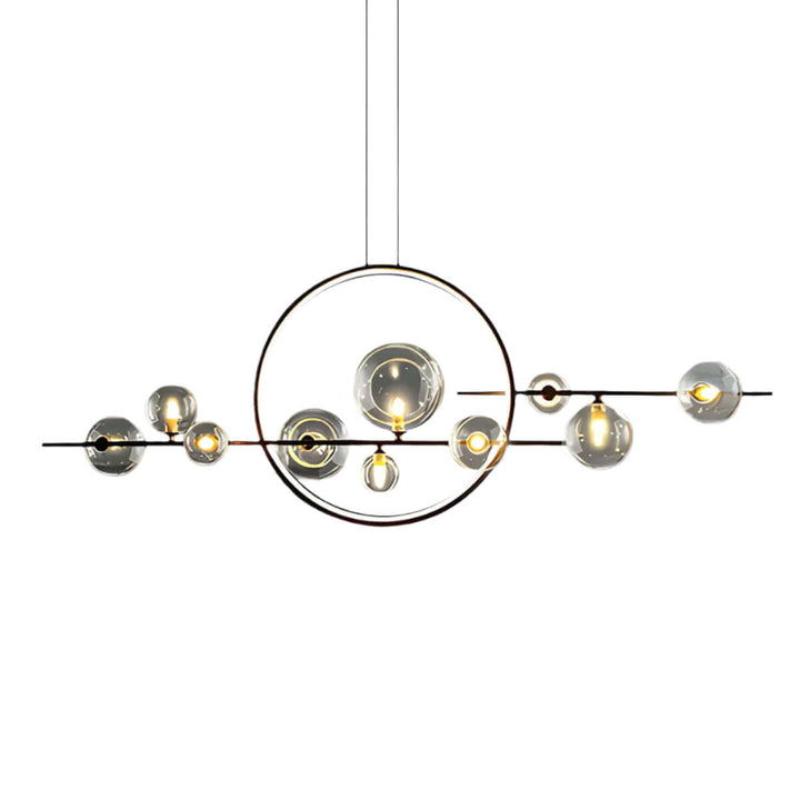 Modern Glass Ball Chandelier, Brushed Nickel Finish