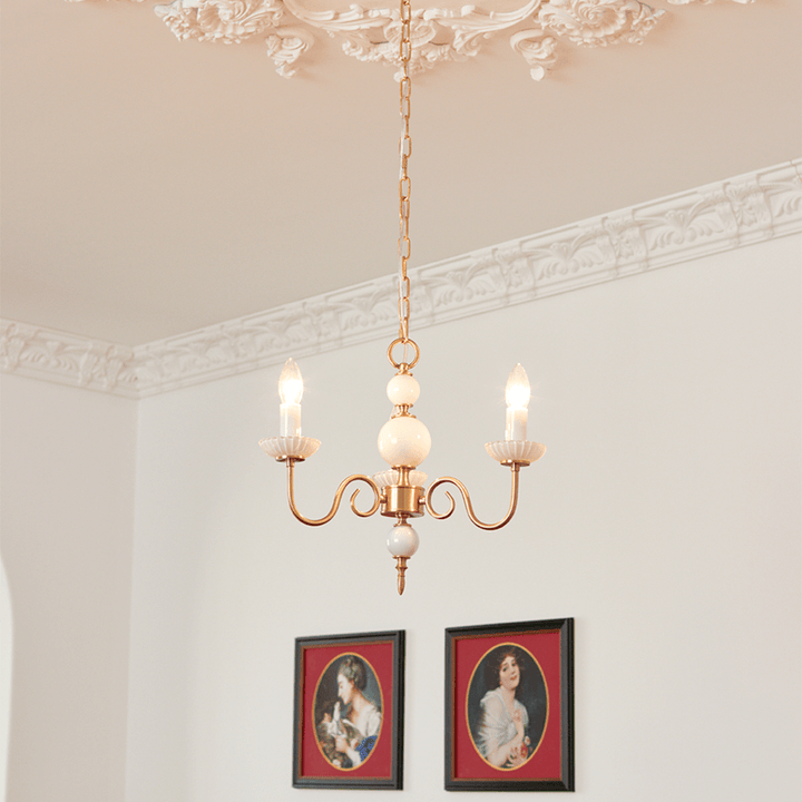 Retro Cream Glass Chandelier 3/5 Lamps