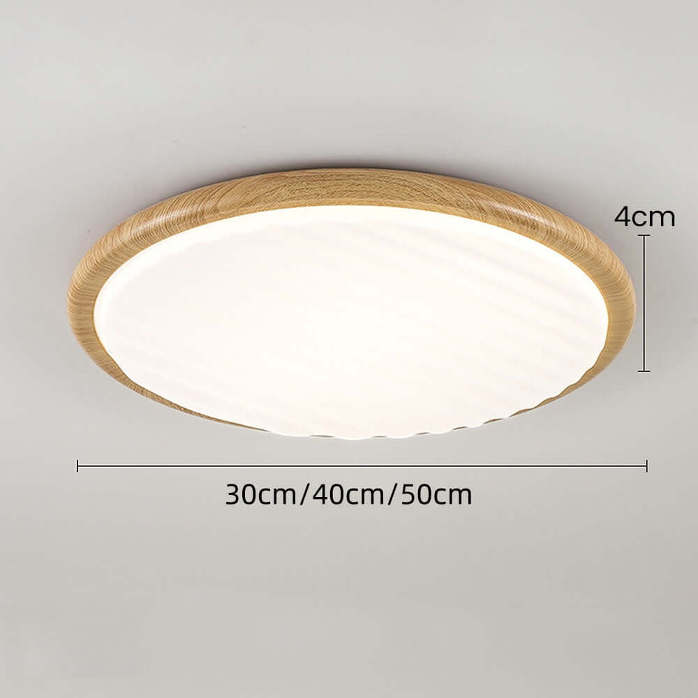 Round Wooden LED Ceiling Light for Bedroom