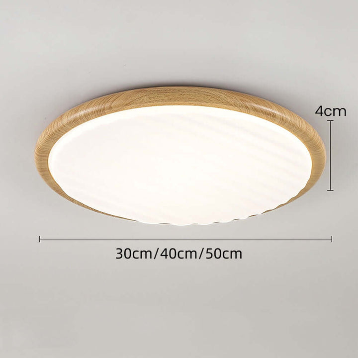 Round Wooden LED Ceiling Light for Bedroom