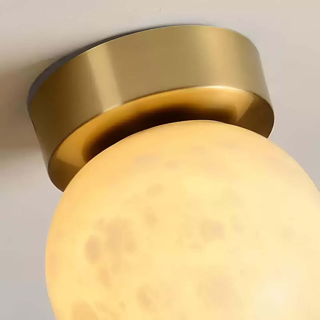 Alabaster Globe Ceiling Light with Brass Detailing