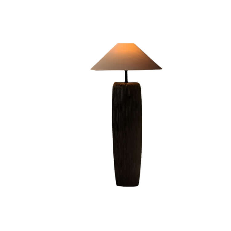 Rustic Wood Floor Lamp with Metal Accents